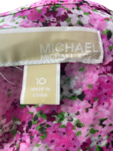 Vestido Michael Kors Estampado Floral Maxi Rosado - Talla 10