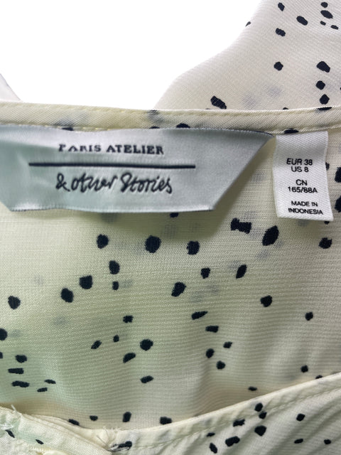 Blusa Faris Atelier Estampado Ruchas Suelto Blanco - Talla 6