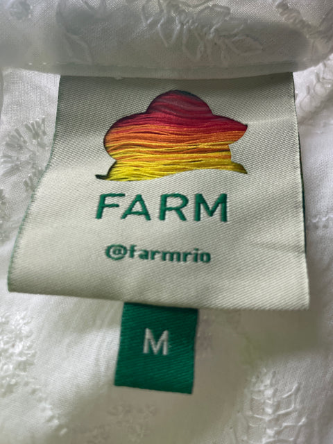 Vestido Farm Rio de Algodón Mini Abullonado Blanco - Talla M