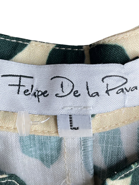 Vestido Felipe De La Pava Estampado Midi Verde - Talla L