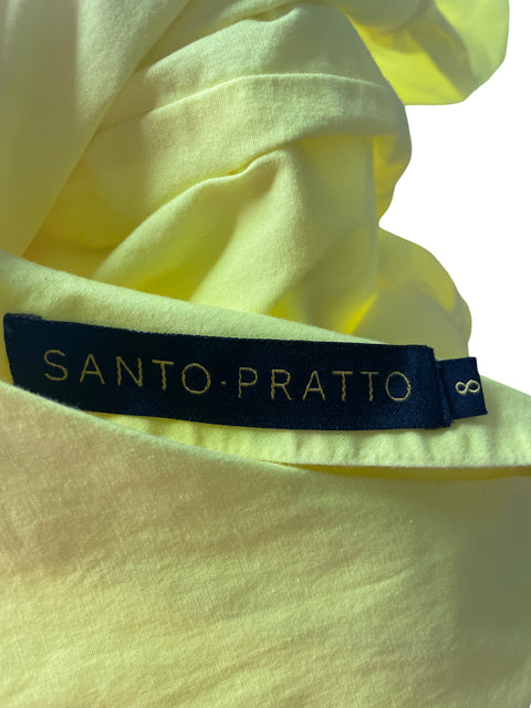 Vestido Santo Pratto de Algodón Sin mangas Ruchas Amarillo - Talla 8