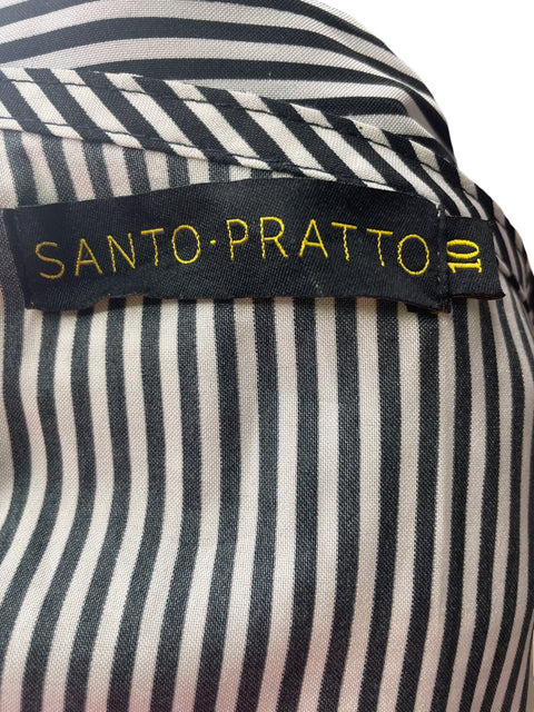Blusa Santo Pratto Rayas Oneshoulders Negro - Talla 10