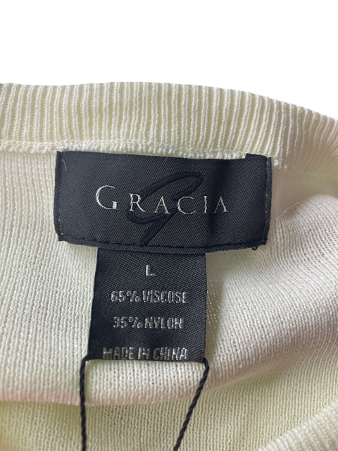 Blusa Gracia de Viscosa Liso Abullonado Blanco - Talla L