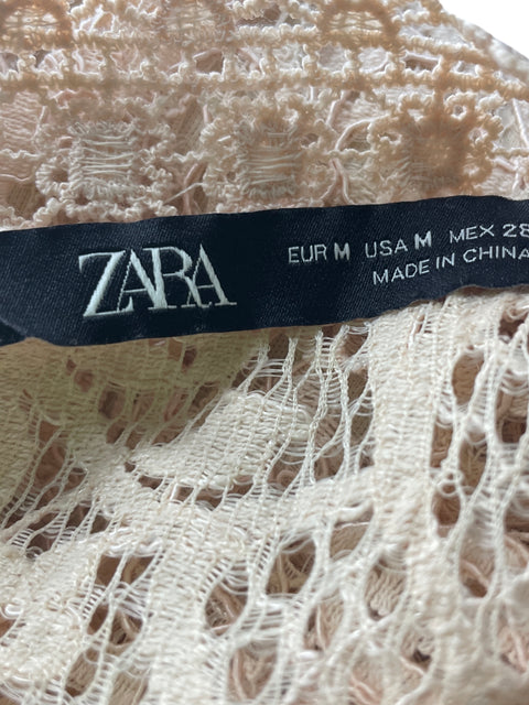 Vestido Zara Encaje Sin mangas Beige - Talla M