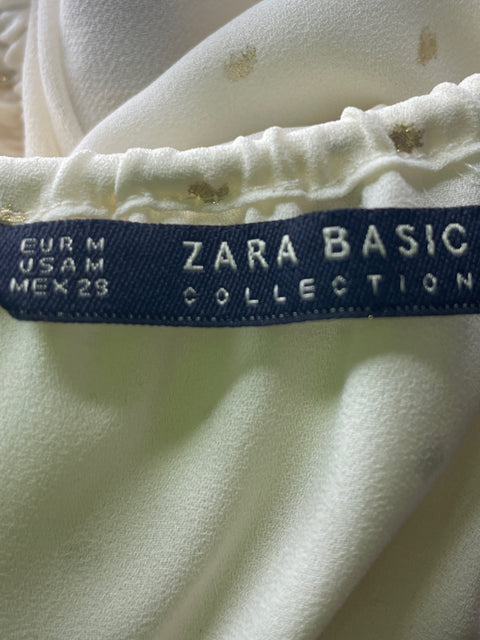 Blusa Zara Brillo Estampado Beige - Talla M