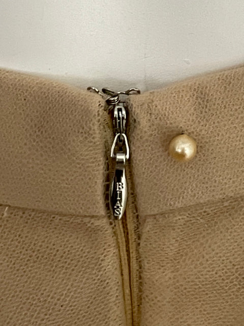 Falda Bias Tul Perlas Beige - Talla S