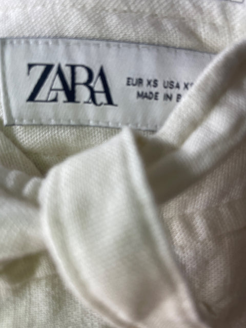 Pantalón Zara Recto Palazo Blanco - Talla XS