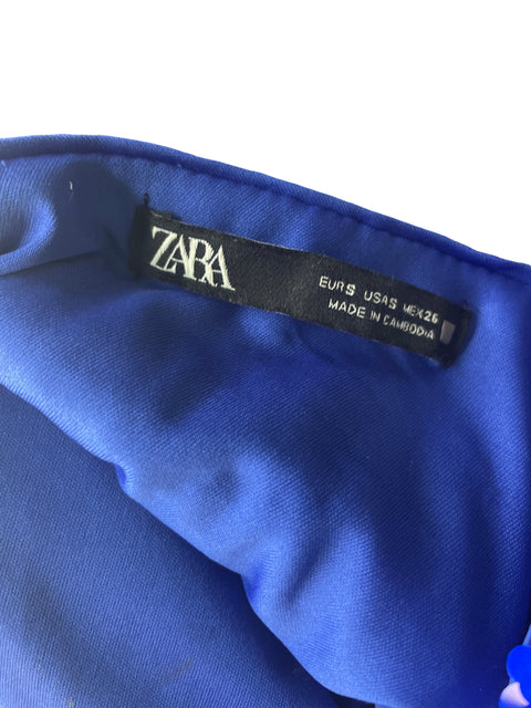 Blusa Zara Oneshoulders Lentejuelas Azul - Talla S
