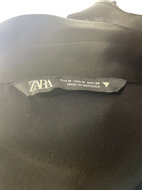 Camisa Zara Manga larga Satinado Negro - Talla M