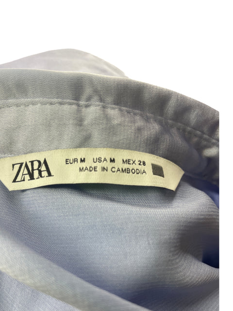 Camisa Zara Satinado Manga larga Azul - Talla M