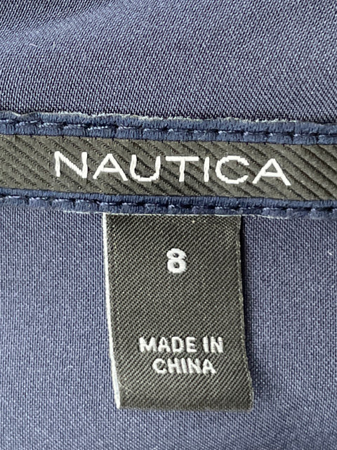 Vestido Nautica de Viscosa Cuello v Cargo Azul - Talla 8