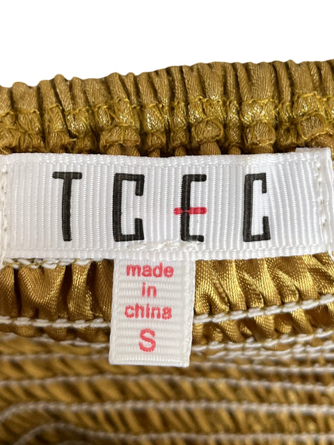 Vestido Tcec Strapless Metalizado Dorado - Talla S