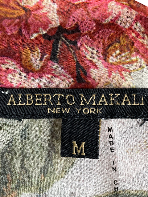 Blusa Alberto Makali Cuello alto Estampado Verde - Talla M