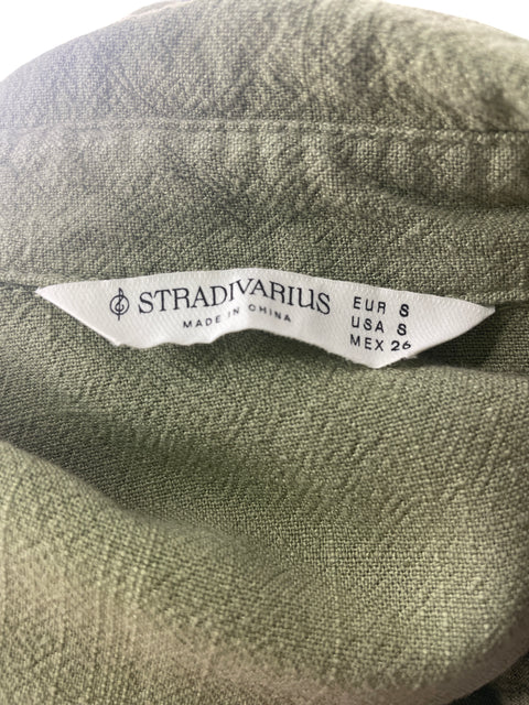 Camisa Stradivarius Manga corta Botones Verde - Talla S