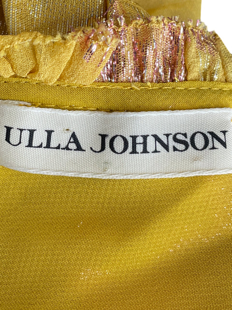 Vestido De Fiesta Ulla Johnson Cuello v Metalizado Amarillo - Talla M
