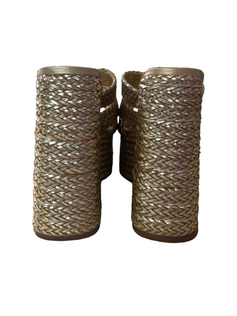 Zapato Arezzo Brillo Plataforma Dorado - Talla 36