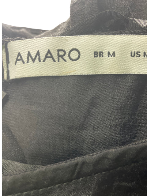 Blusa Amaro Liso Terciopelo Negro - Talla M