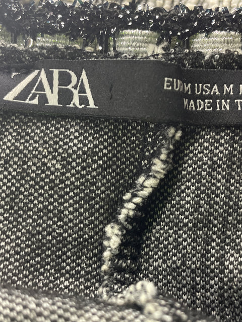 Vestido Zara Manga corta Texturizado Gris - Talla M