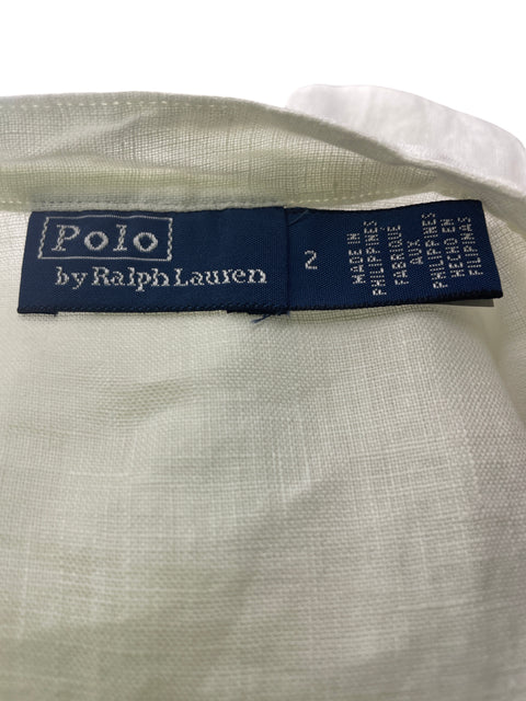 Blusa Polo Ralph Lauren de Lino Cuello v Manga corta Blanco - Talla 2