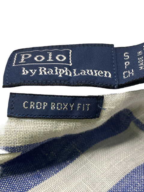 Blusa Polo Ralph Lauren de Lino Rayas Manga larga Azul - Talla S