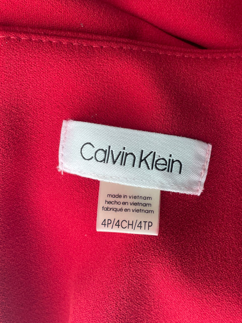 Vestido Calvin Klein Midi Ruchas Rojo - Talla 4
