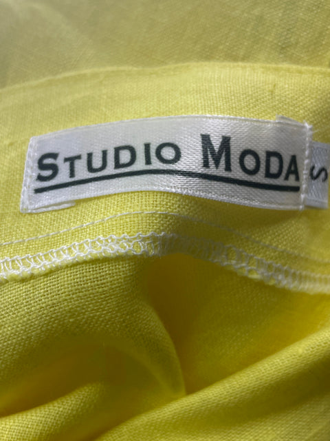 Blusa Studio Moda de Lino Abullonado Liso Amarillo - Talla S