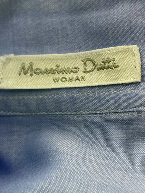 Camisa Massimo Dutti de Algodón Liso Manga larga Azul - Talla S