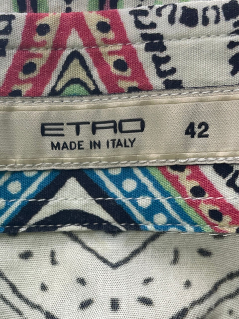 Camisa Etro de Algodón Estampado Manga larga Blanco - Talla 42