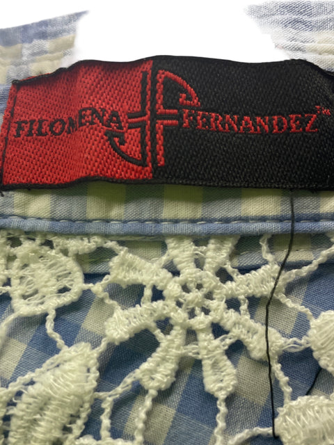 Camisa Filomena Fernandez de Algodón Rayas Tejido Azul - Talla S