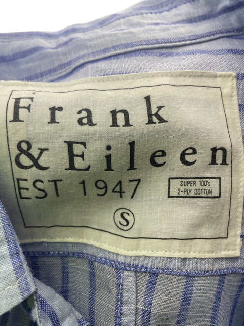 Camisa Frank&eileen de Lino Rayas Manga larga Azul - Talla S