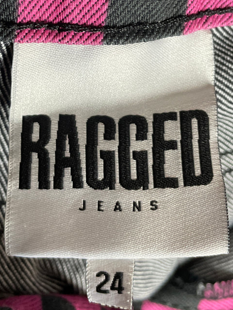 Jean Ragged Estampado Cuadros Morado - Talla 24
