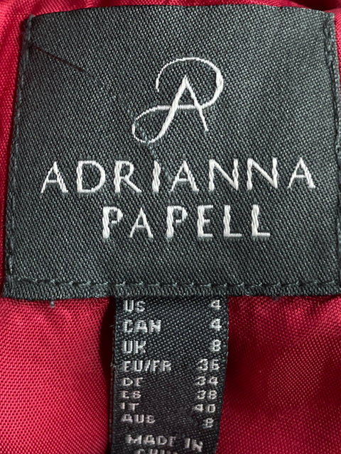 Vestido De Fiesta Adrianna Papell Pedrería Rojo - Talla 4