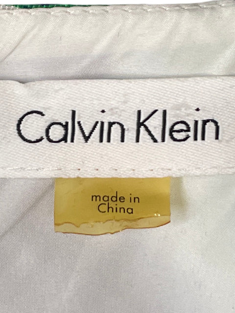 Vestido De Fiesta Calvin Klein Estampado Flecos Verde - Talla M