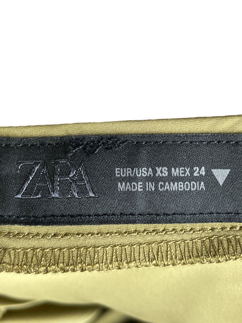 Falda Zara Satinado Verde - Talla XS