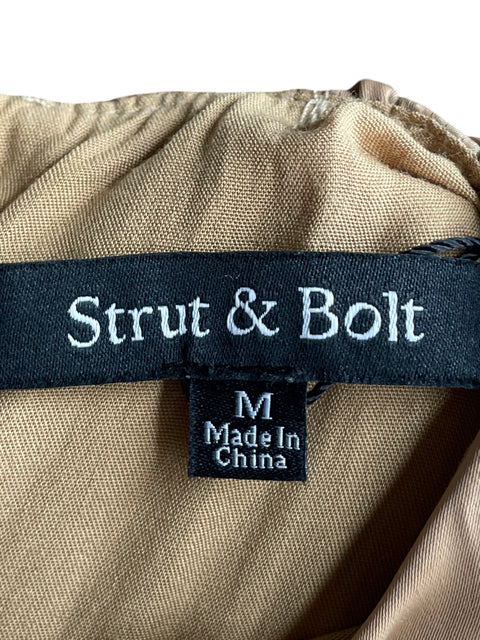 Vestido Strut & Bolt Mangas abullonadas Beige - Talla M