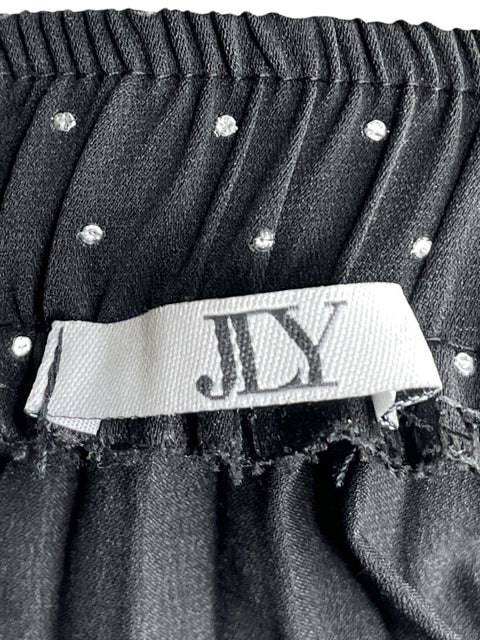Falda Jly Plisado Brillo Negro - Talla S