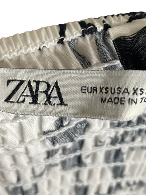 Vestido Zara Mangas abullonadas Estampado Blanco - Talla XS