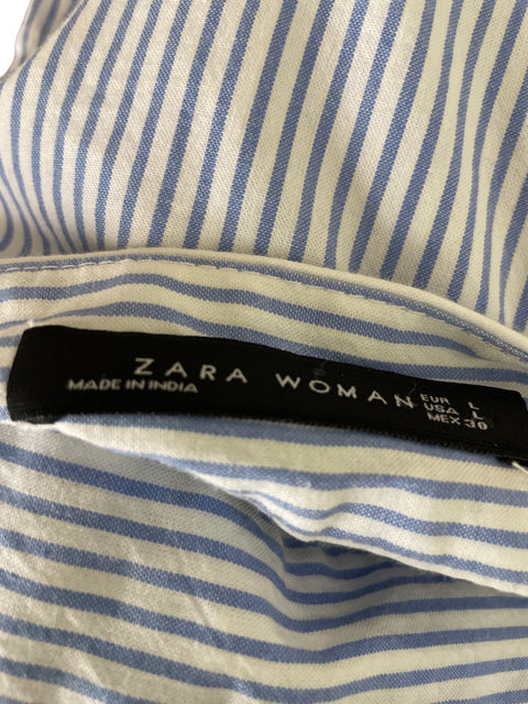 Falda Zara Apliques Ruchas Azul - Talla L