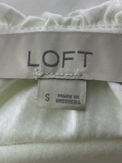Blusa Loft de Algodón Troquelado Abullonado Blanco - Talla S