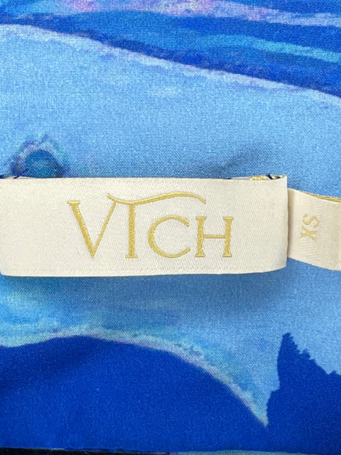Vestido Vtch Cuello v Mangas abullonadas Azul - Talla XS