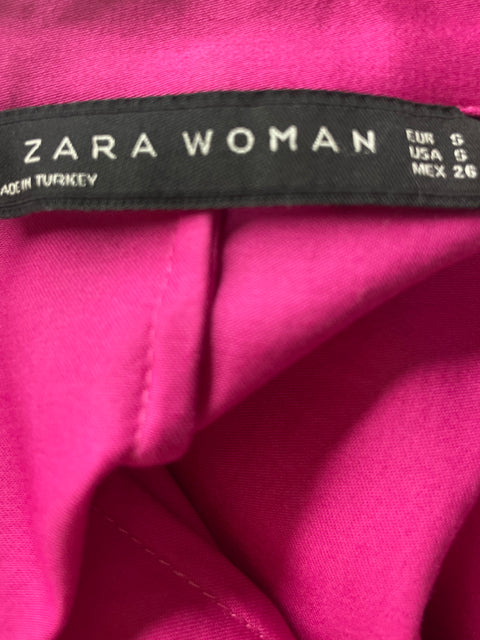 Blusa Zara de Algodón Ruchas Liso Rosado - Talla S