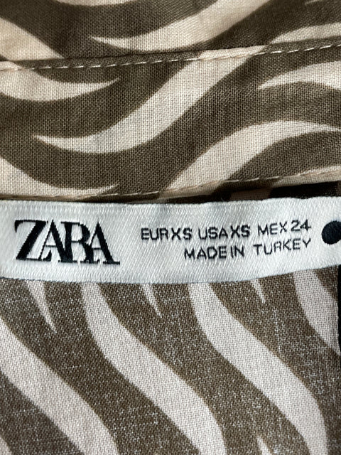 Vestido Zara Midi Asimétrico Marrón - Talla XS