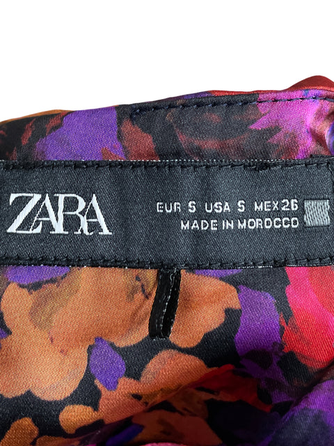 Vestido Zara Estampado Floral Morado - Talla S