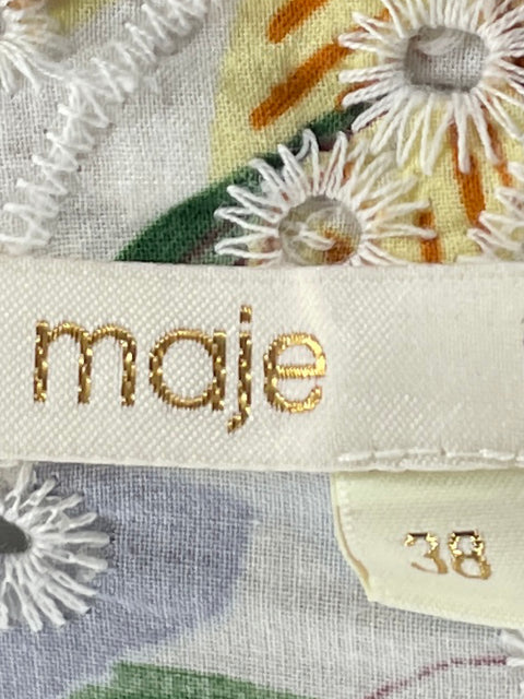 Vestido Maje de Algodón Troquelado Midi Blanco - Talla 38