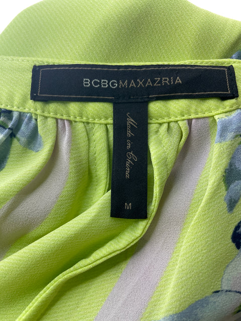 Blusa Bcbg Estampado Cuello v Verde - Talla M