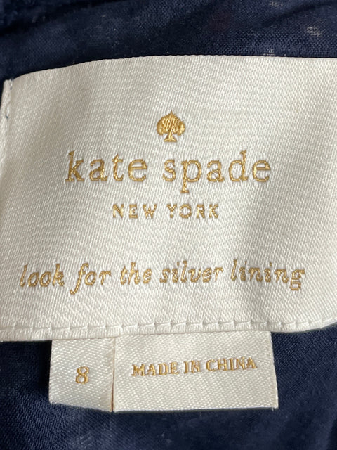 Vestido Kate Spade Bordado Floral Azul - Talla 8