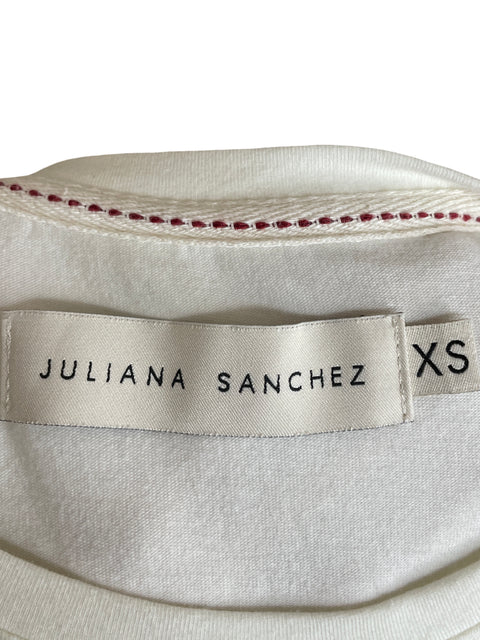 Blusa Juliana Sanchez de Algodón Estampado Vuelos Blanco - Talla XS
