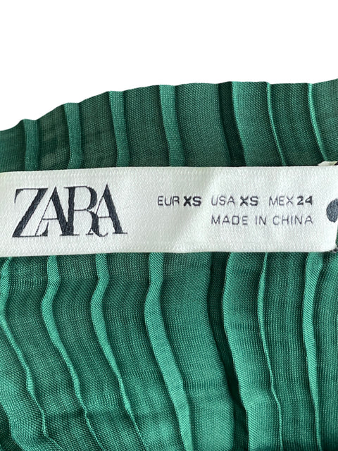Blusa Zara Plisado Verde - Talla XS
