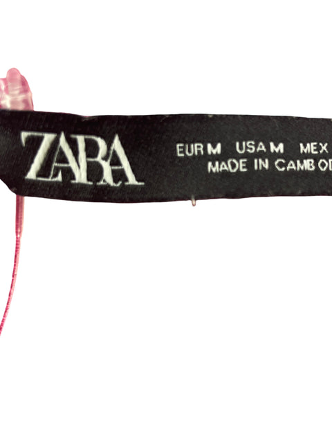Camisa Zara Liso Satinado Rosado - Talla M