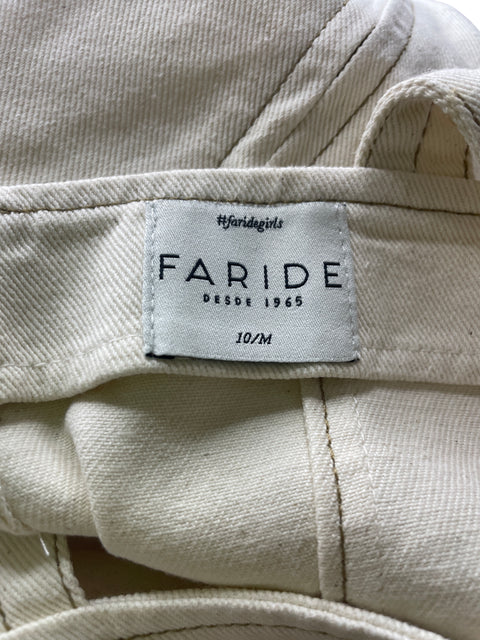 Vestido Faride de Algodón Sin mangas Apliques Beige - Talla M